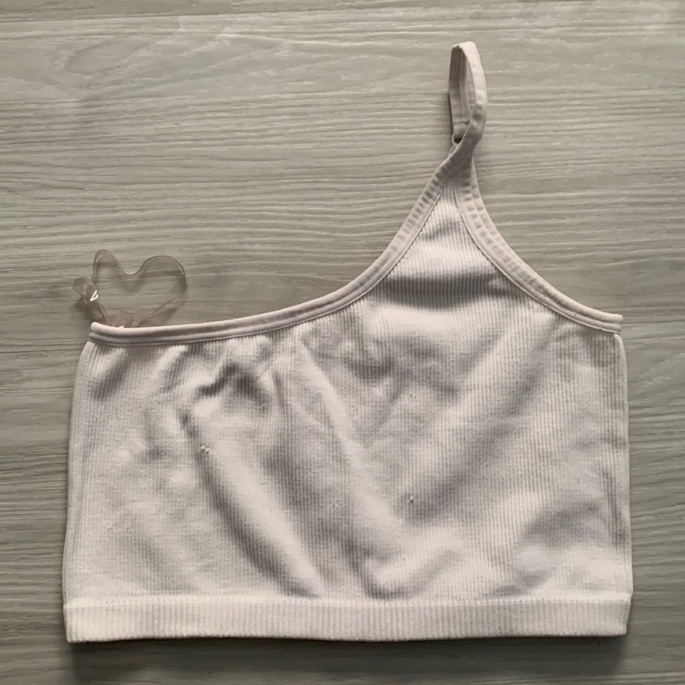 Concept Club cream one-shoulder crop tank. Size M/L